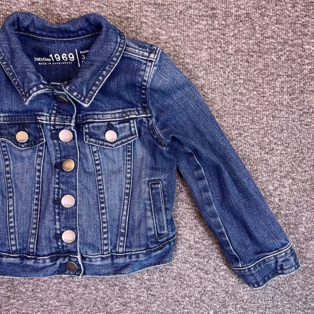 Baby Gap 1969 Toddler Denim Jacket Blue 3 Year Button Front Classic Snap Closure